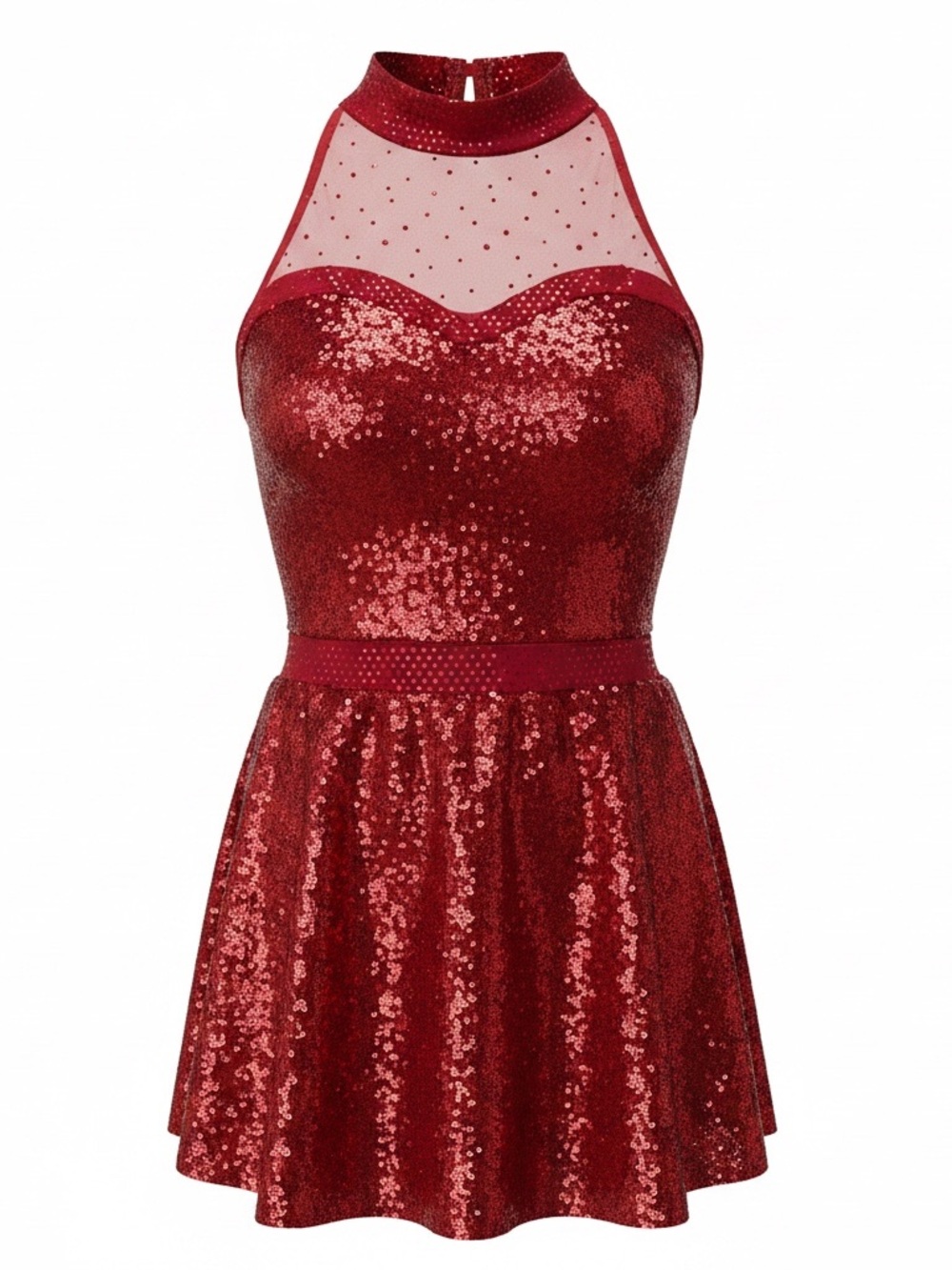 A Wish Come True Red Sequin Halter Fit & Flare Dress Med Adult Costume